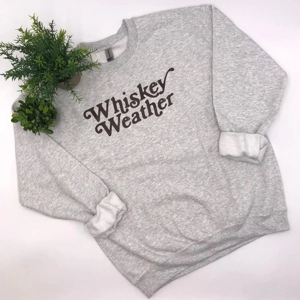 WHISKEY‎ WEATHER Ash Gray Crewneck Sweatshirt